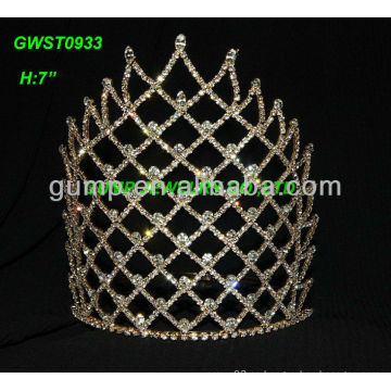 Corona de la tiara del rhinestone del oro